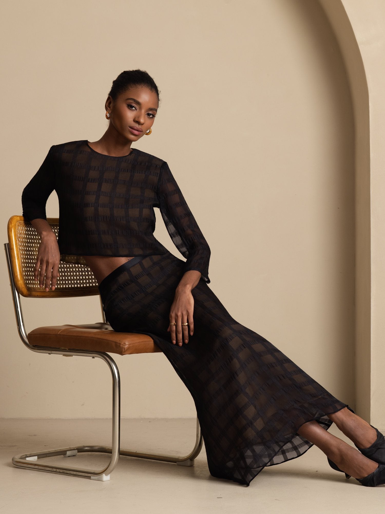 [Black] SilkSilky-UK Pure Silk Skirt 007