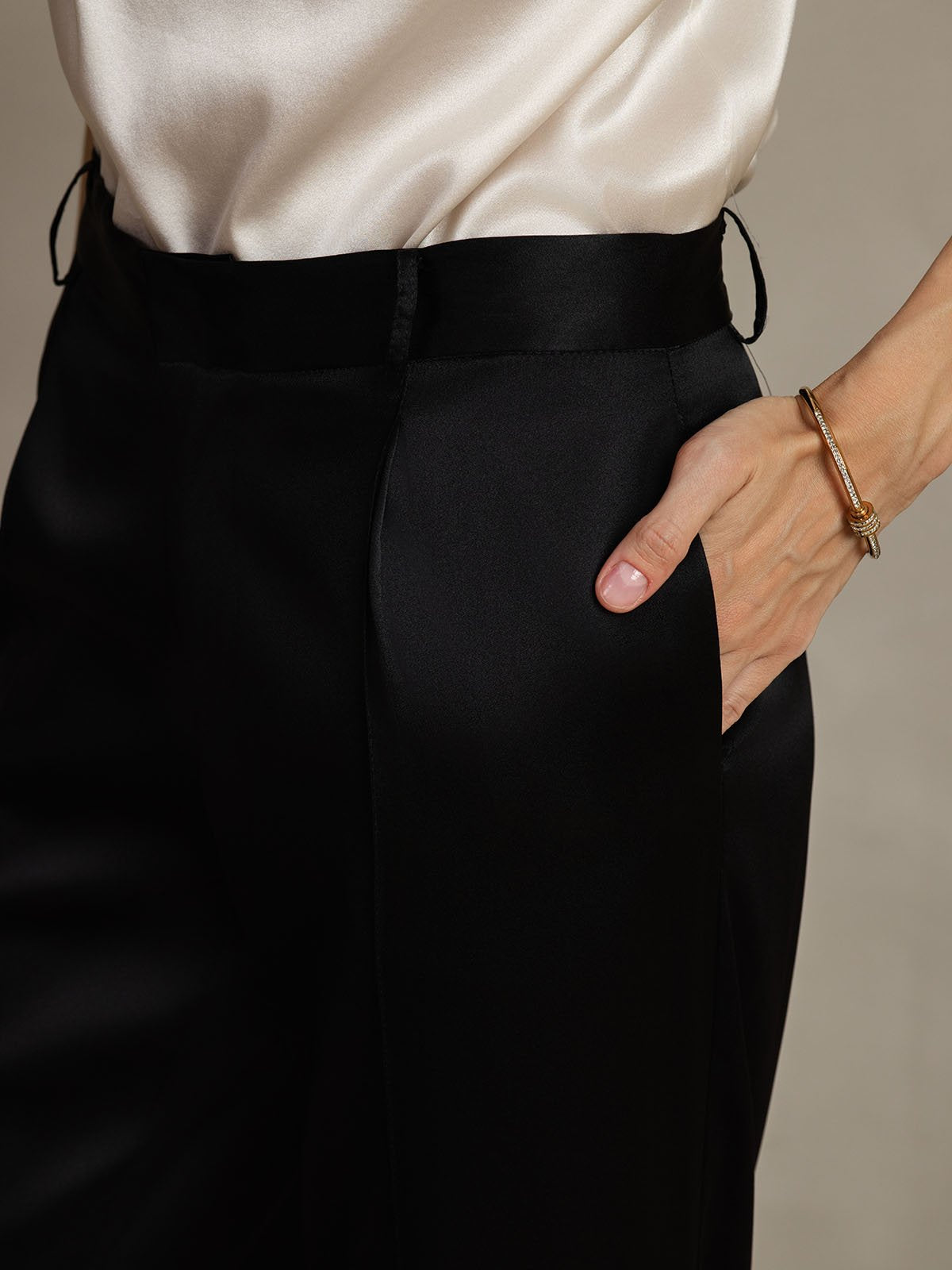 [Black] SilkSilky-UK 19Momme Silk Womens Pants 004