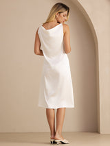 [White] SilkSilky-UK Sleeveless Cowl Neck Dress 002