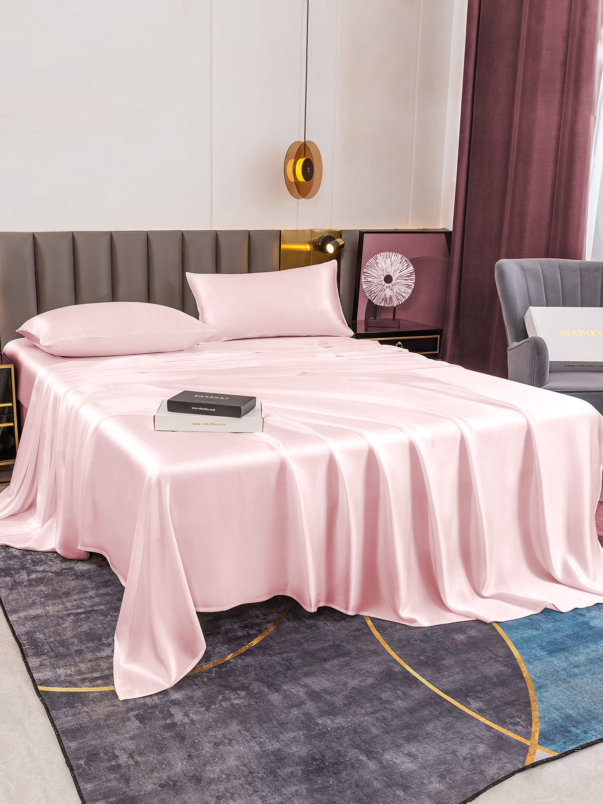 [Pink] SilkSilky-UK 19Momme Pure Silk Bedding Set 005