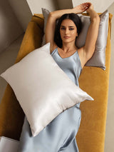 [LightGray+White] SilkSilky-UK 22Momme Pure Silk Pillowcase 004