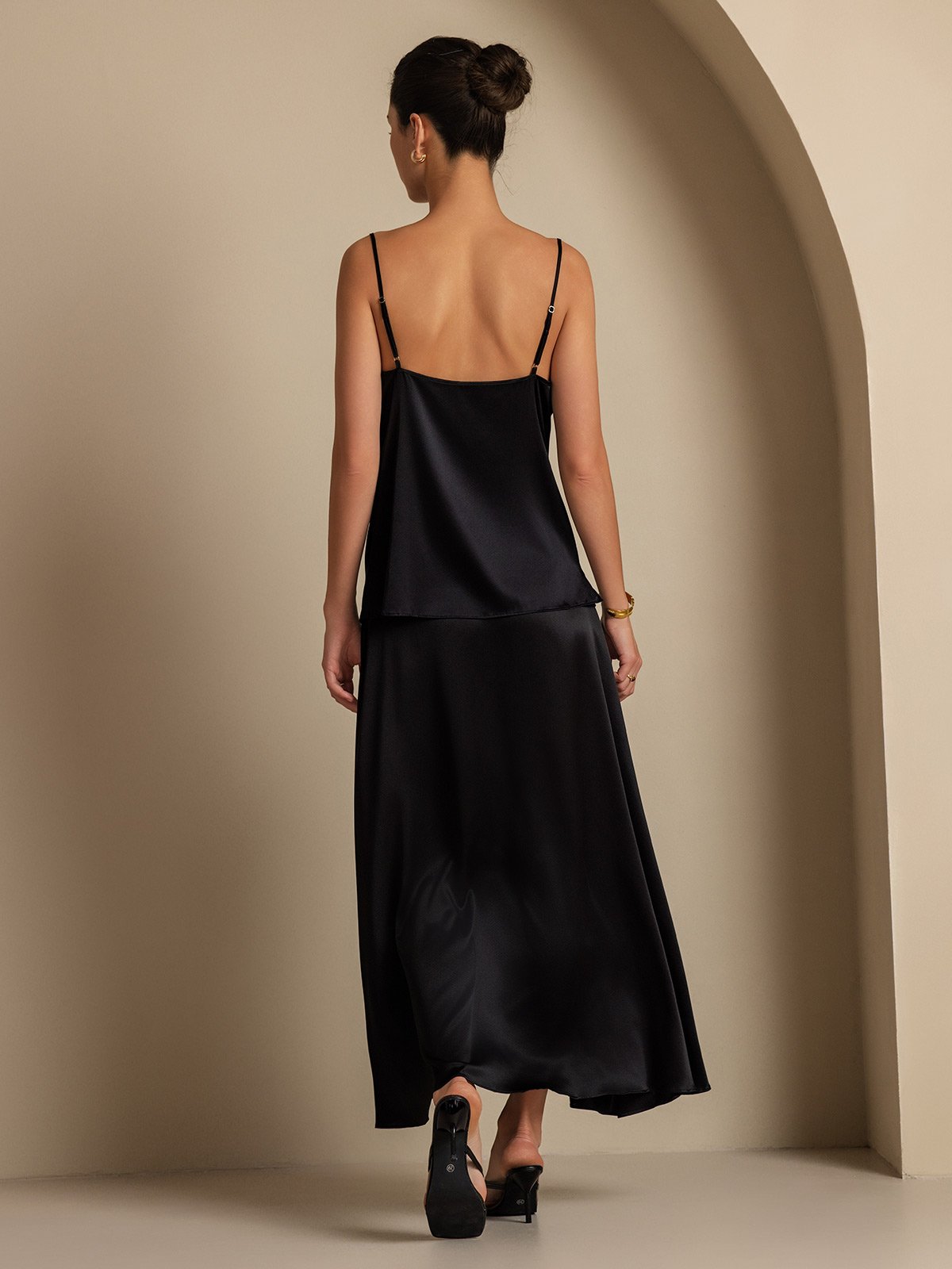 [Black] SilkSilky-UK 19Momme Silk Skirt 003,