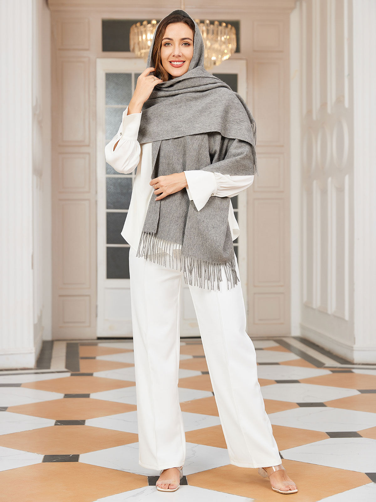 [Gray] SilkSilky-UK Wool Scarf 002