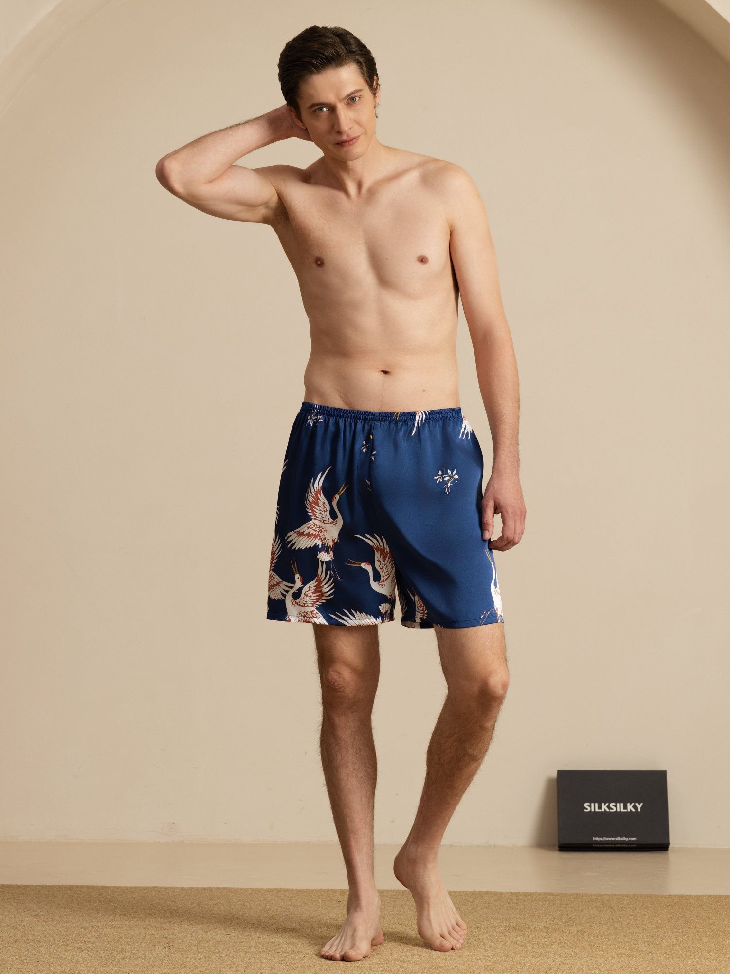 [Dark Blue] SilkSilky-UK 19Momme Mens Sleep Bottoms 006