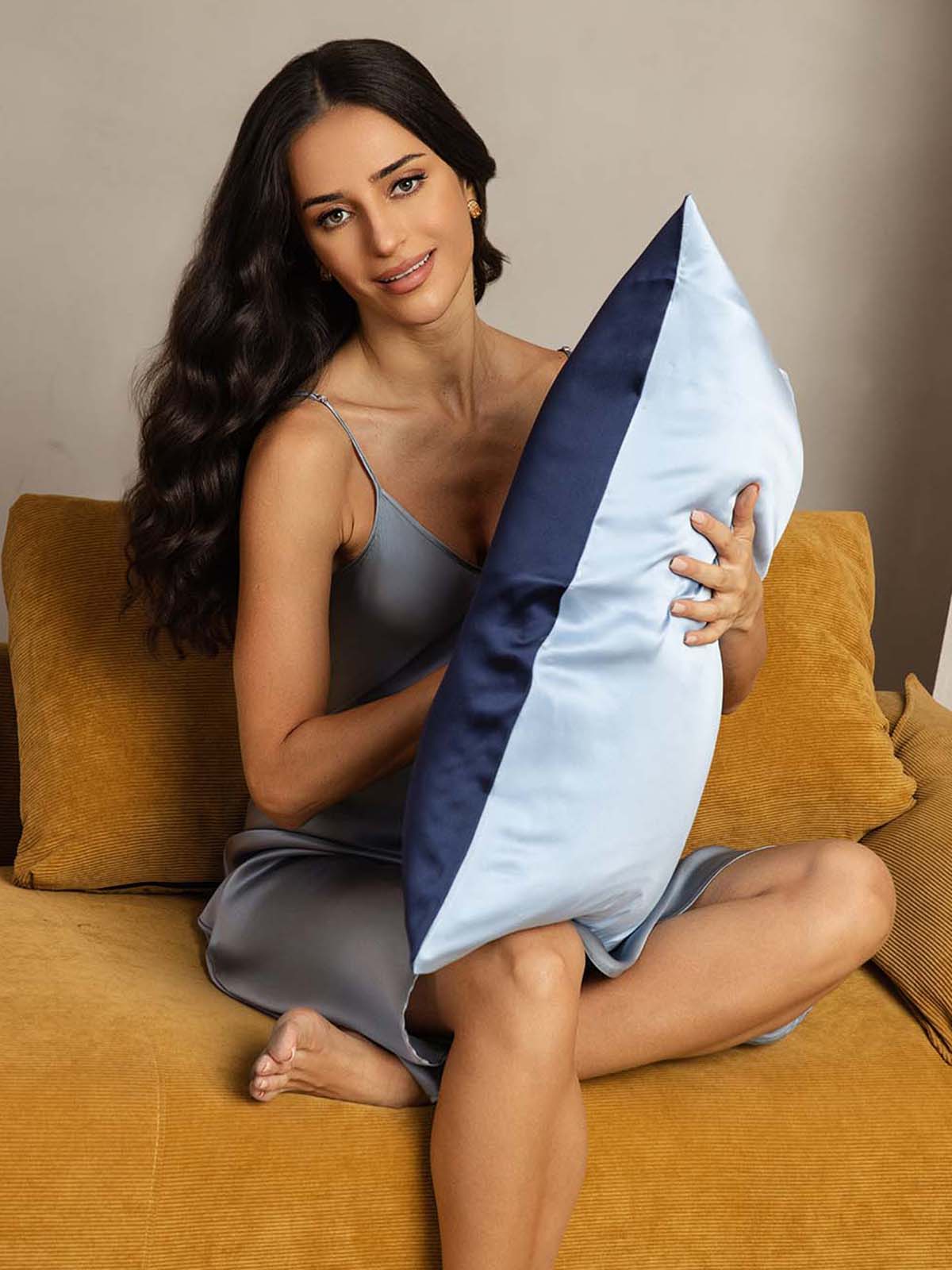 [DarkBlue+LightBlue] SilkSilky-UK 22Momme Pure Silk Pillowcase 002