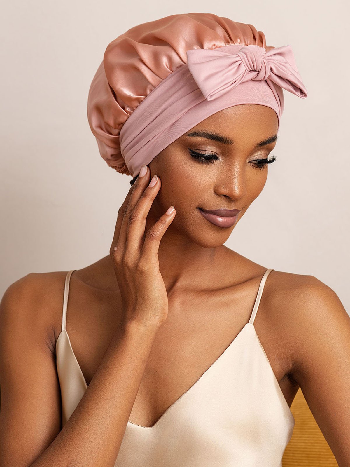 [Pink] SilkSilky-UK Pure Silk Sleep Cap 003