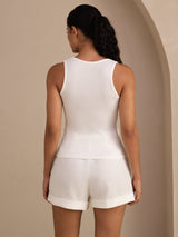 [White] SilkSilky-UK Sleeveless Deep V Neck Camisole 002