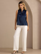 [Dark Blue] SilkSilky-UK Sleeveless Tie Neck Camisole 008