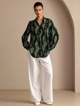 [Black Moss] SilkSilky-UK Long Sleeve Lapel Collar Blouse 004