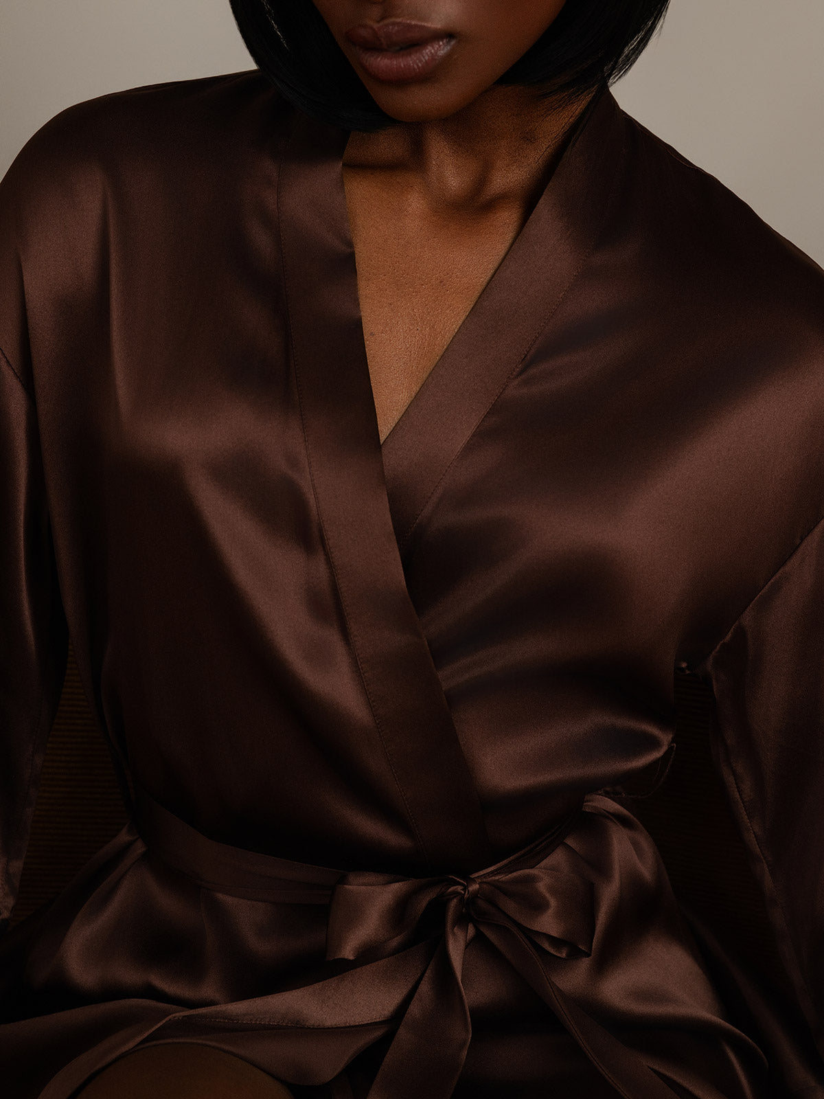 [Coffee] SilkSilky-UK Pure Silk Womens Robe 008