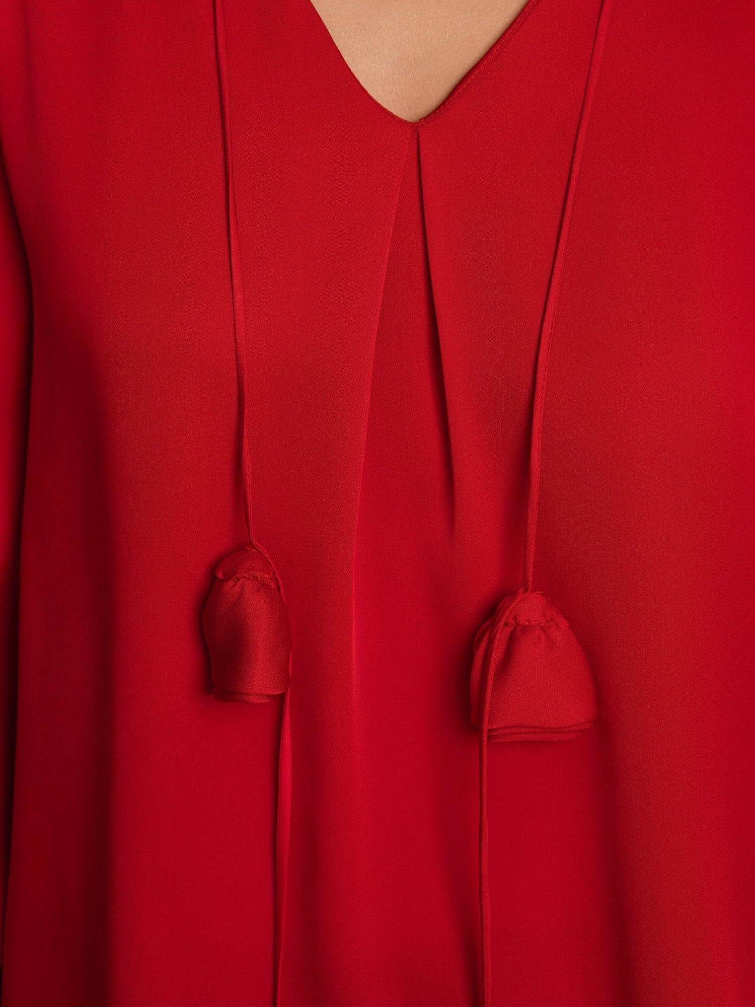 [Wine] SilkSilky-UK 19Momme Stretch Silk Double Georgette Long Sleeve V Neck Blouse 004