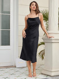 SilkSilky UK Silk Sleeveless Cowl Neck Dress Black 003