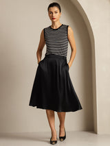 [Black Stripe] SilkSilky-UK Sleeveless Round Neck Camisole 007