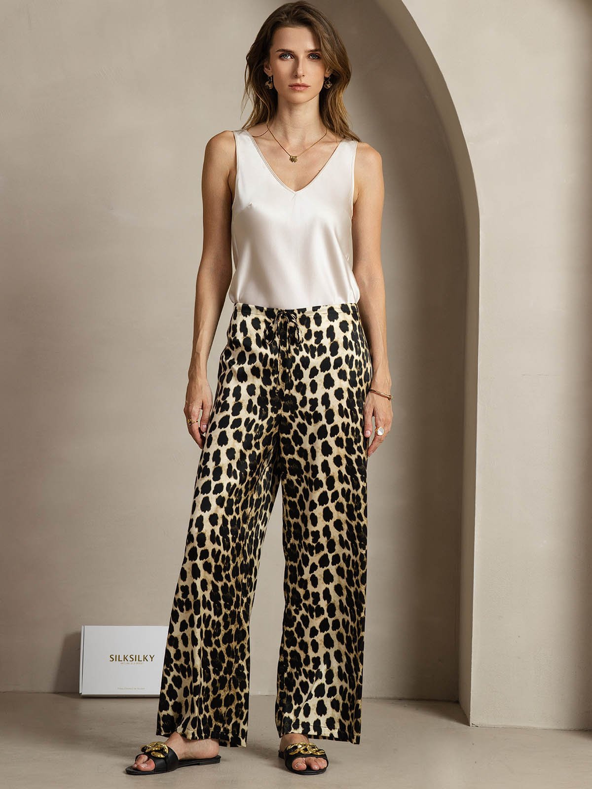 [Leopard] SilkSilky-UK 19Momme Silk Womens Pants 006