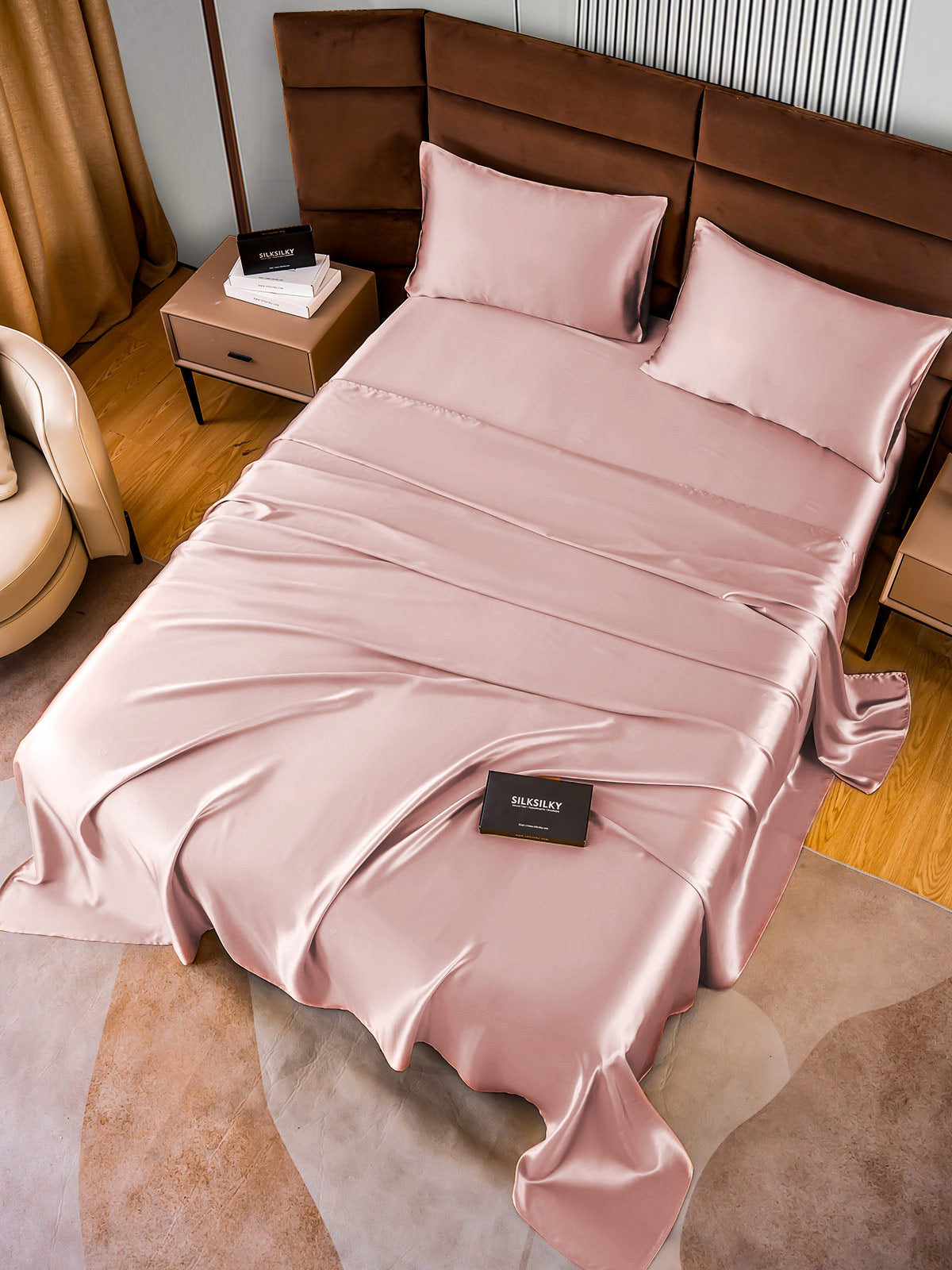 SilkSilky UK 22Momme Pure Silk Bedding Set PaleMauve 005