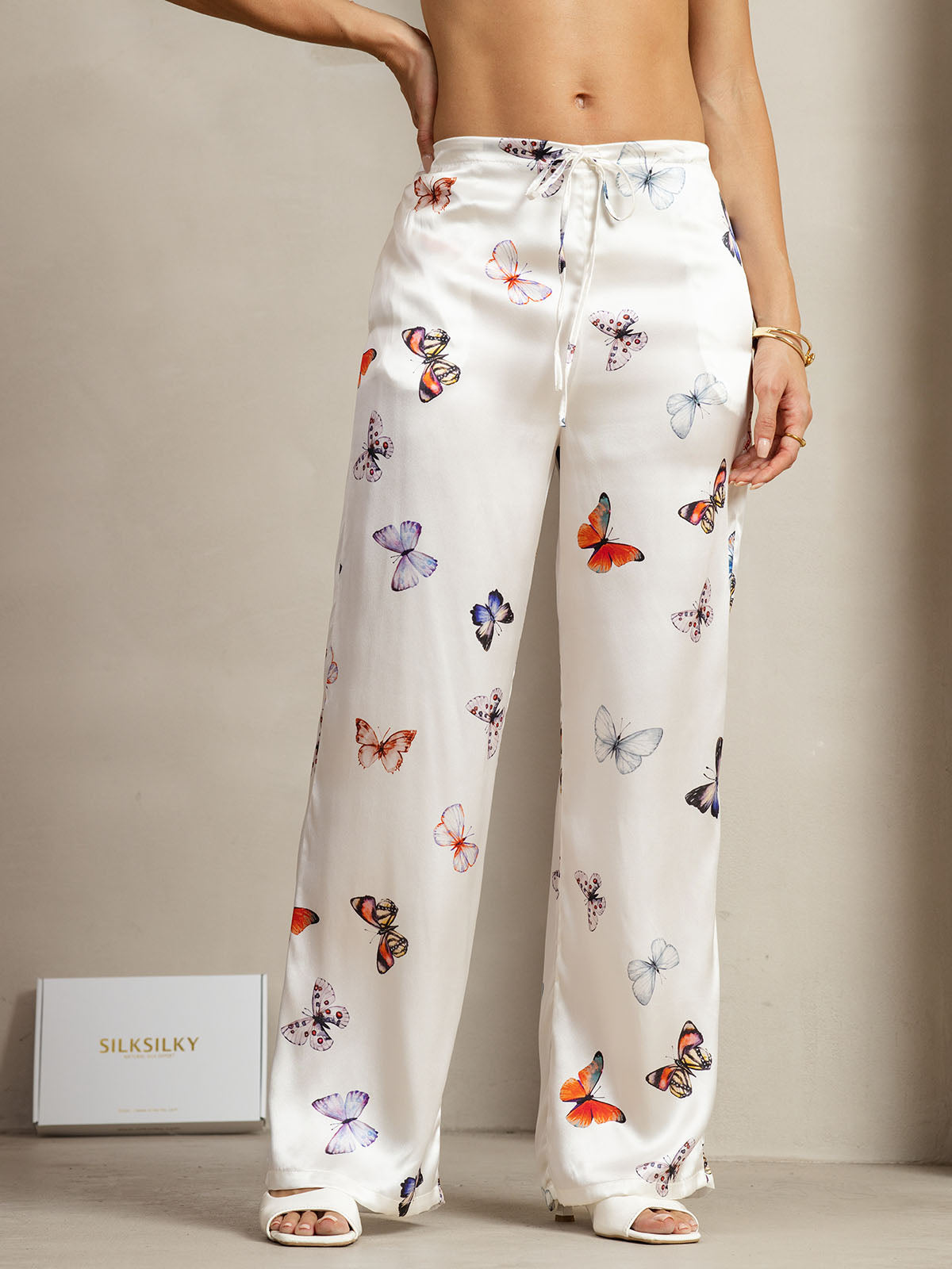 [White Butterfly] SilkSilky-UK 19Momme Silk Womens Pants 003