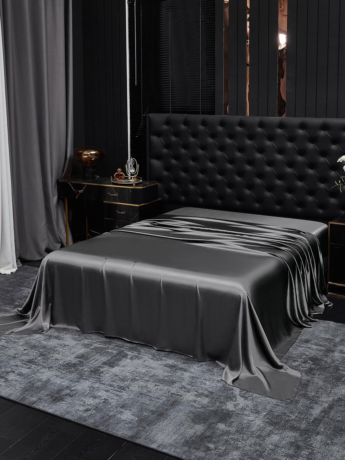 [Dark Gray] SilkSilky-UK 19Momme Pure Silk Sheet 001
