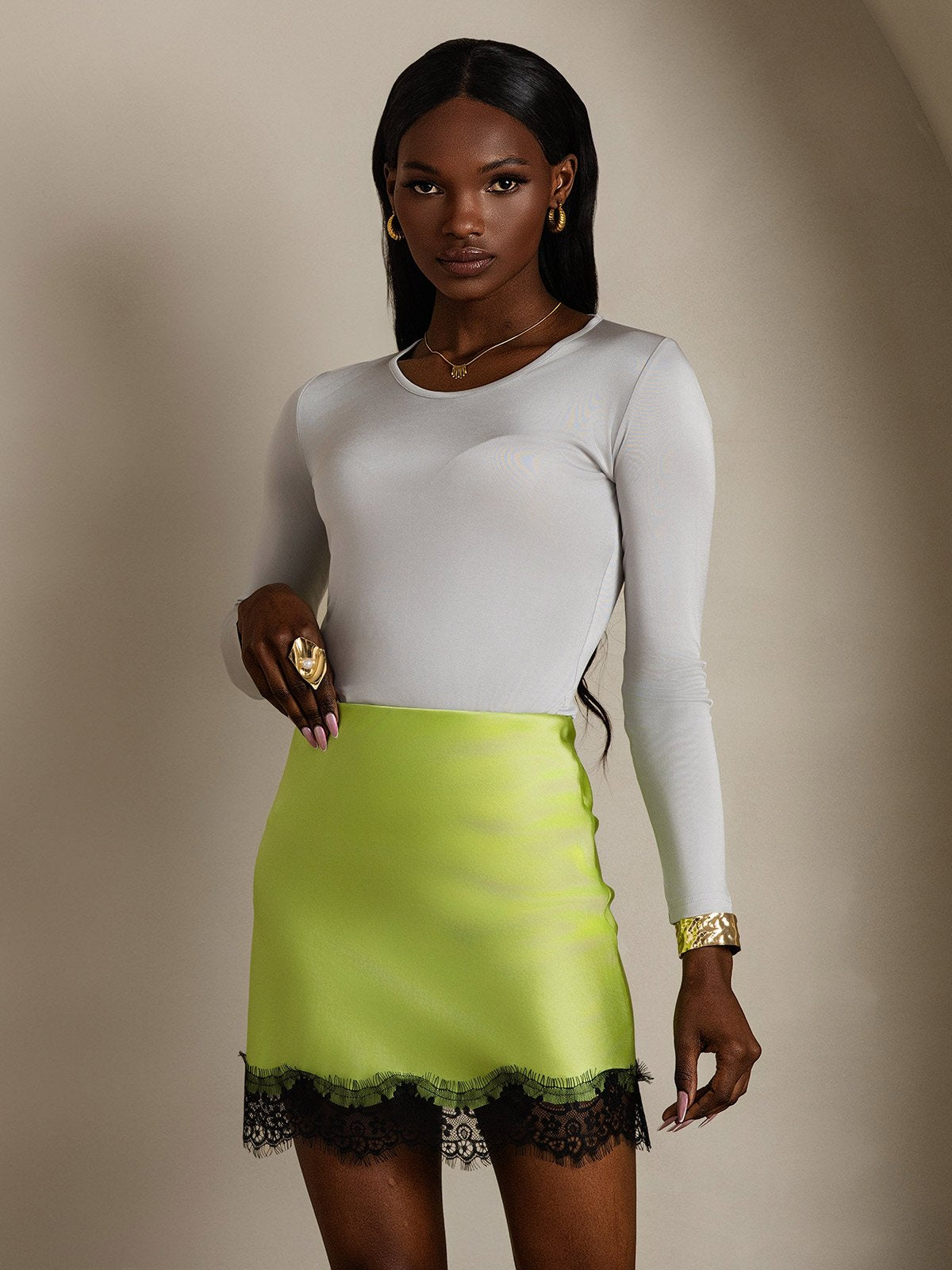 [Mint Green] SilkSilky-UK 19Momme Silk Skirt 003