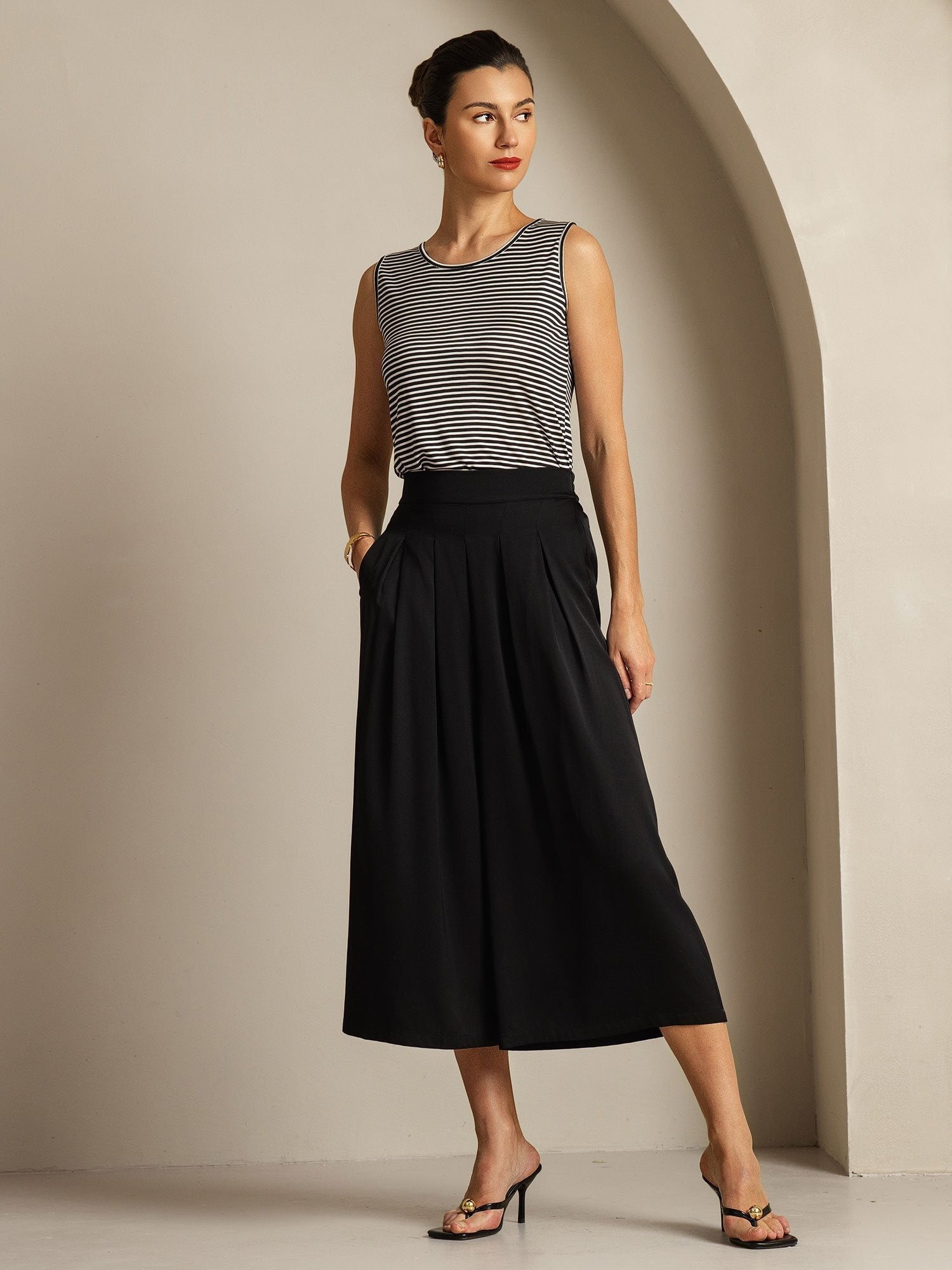 [Black] SilkSilky-UK 19Momme Silk Womens Pants 003