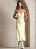 SilkSilky-UK Pure Silk Sleeveless Round Neck Dress LightYellow 004