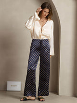 [Navy Chain] SilkSilky-UK 19Momme Silk Womens Pants 003