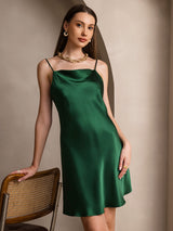 [Green] SilkSilky-UK Spaghetti Strap Cowl Neck Dress 004