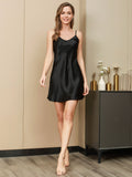 SilkSilky UK Pure Silk Sleeveless V Neck Dress Black 003