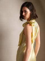 [Light Yellow] SilkSilky-UK Sleeveless Tie Neck Dress 002