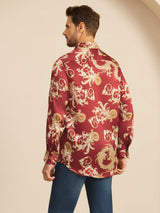[Wine Dragon] SilkSilky-UK Long Sleeve Lapel Collar Men's Shirt 002
