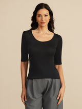 [Black] SilkSilky-UK Half Sleeve Women's T-Shirt 003