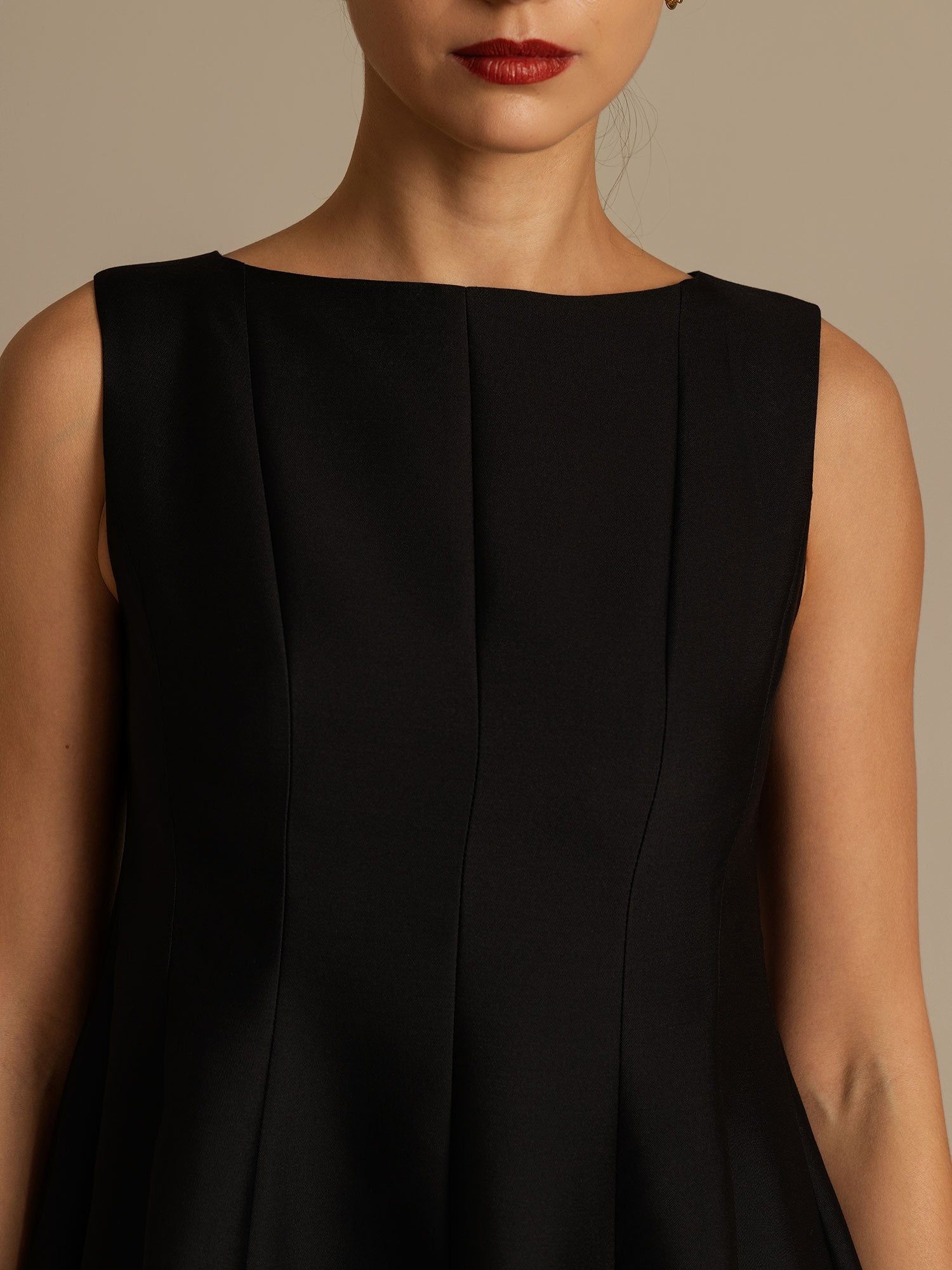 [Black] SilkSilky-UK 32Momme Silk-Wool Blend Dress 004,