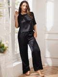 SilkSilky-UK-Pure-Silk-Half-Sleeve-Round-Neck-Women's-Pyjamas-Black-001