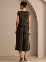 [Pine Vintage] SilkSilky-UK Sleeveless Crew Neck Women's Outfit Sets 002
