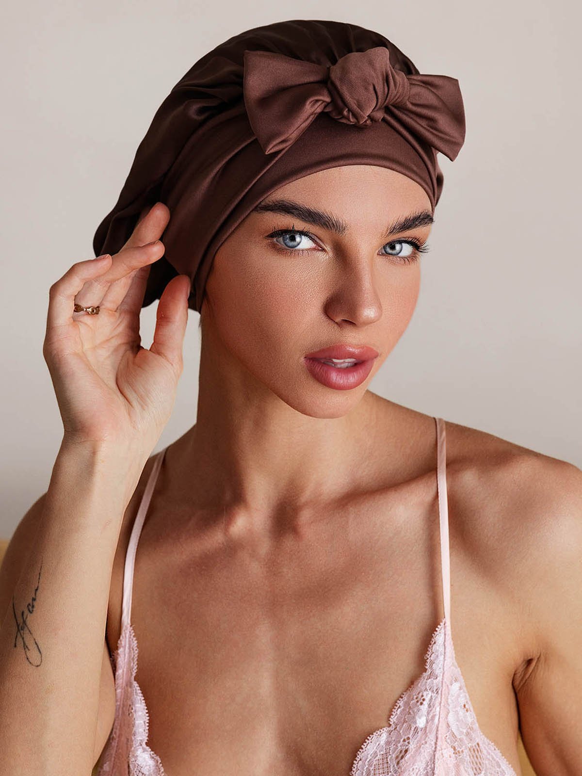 [Coffee] SilkSilky-UK Pure Silk Sleep Cap 003