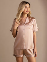 [Tuscany] SilkSilky-UK Short Sleeve Lapel Collar Women's Pyjamas 003