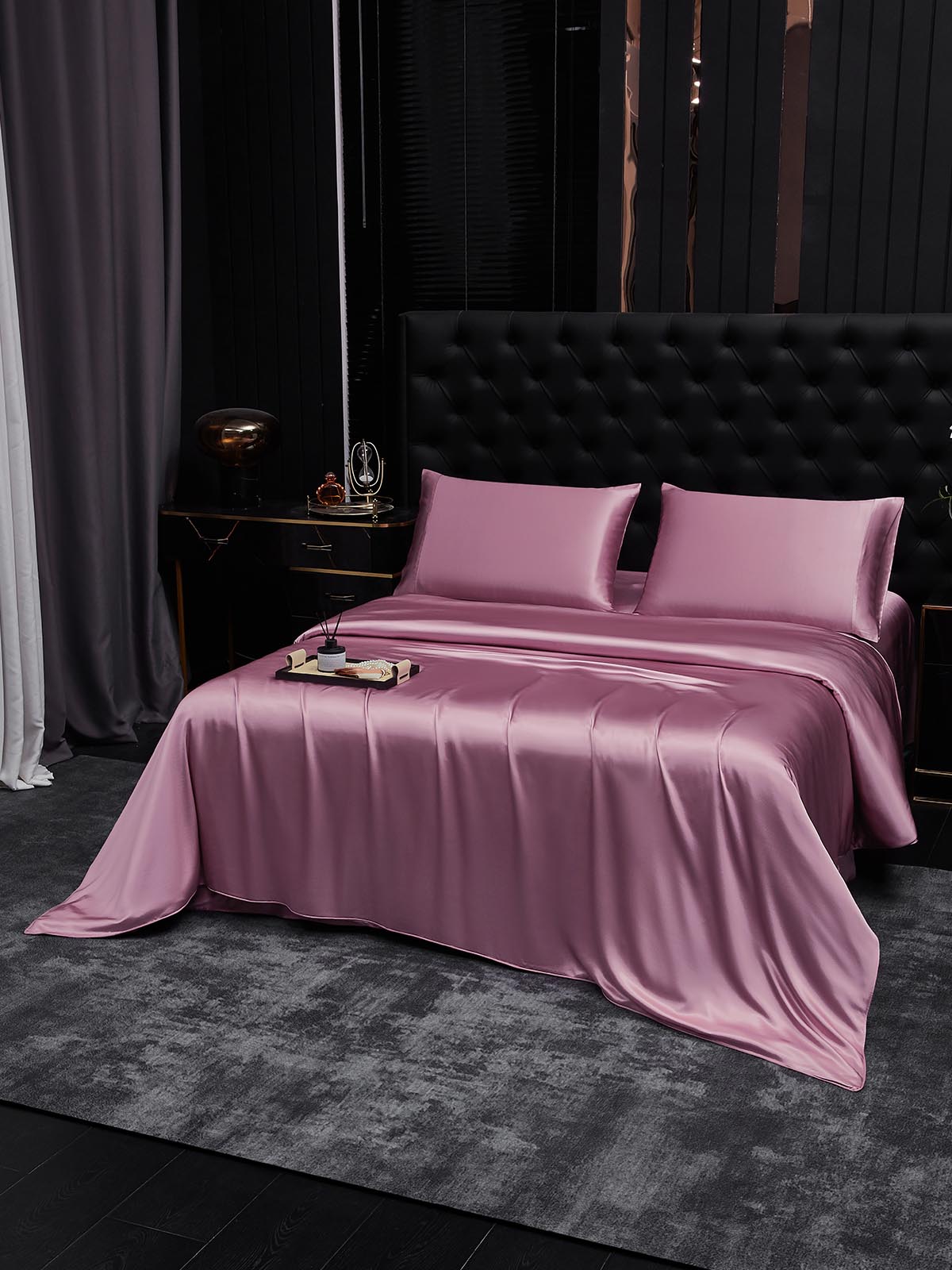 [Mauve Orchid] SilkSilky-UK 19Momme Pure Silk Bedding Set 001
