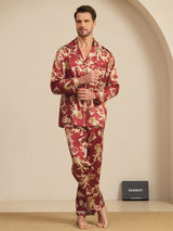 [Wine Dragon] SilkSilky-UK Long Sleeve Lapel Collar Men's Pyjamas 003