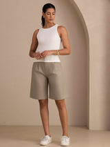 [White] SilkSilky-UK Sleeveless Round Neck Camisole 007