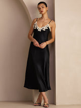 [Black] SilkSilky-UK Spaghetti Strap V Neck Dress 003