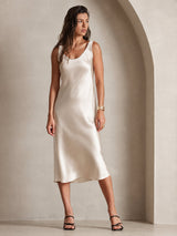[Beige] SilkSilky-UK Sleeveless Dress 005
