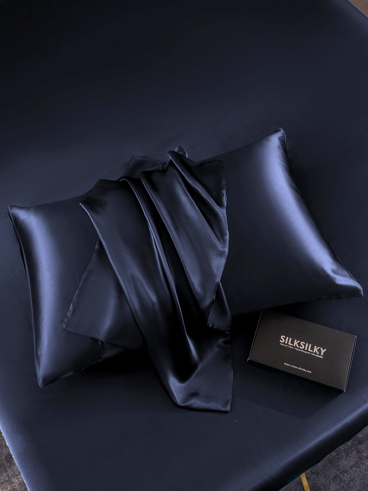 SilkSilky-UK 19Momme Pure Silk Pillowcase DarkBlue 007