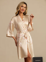 [Champagne] SilkSilky-UK 3/4 Sleeve Women's Dressing Gown 004