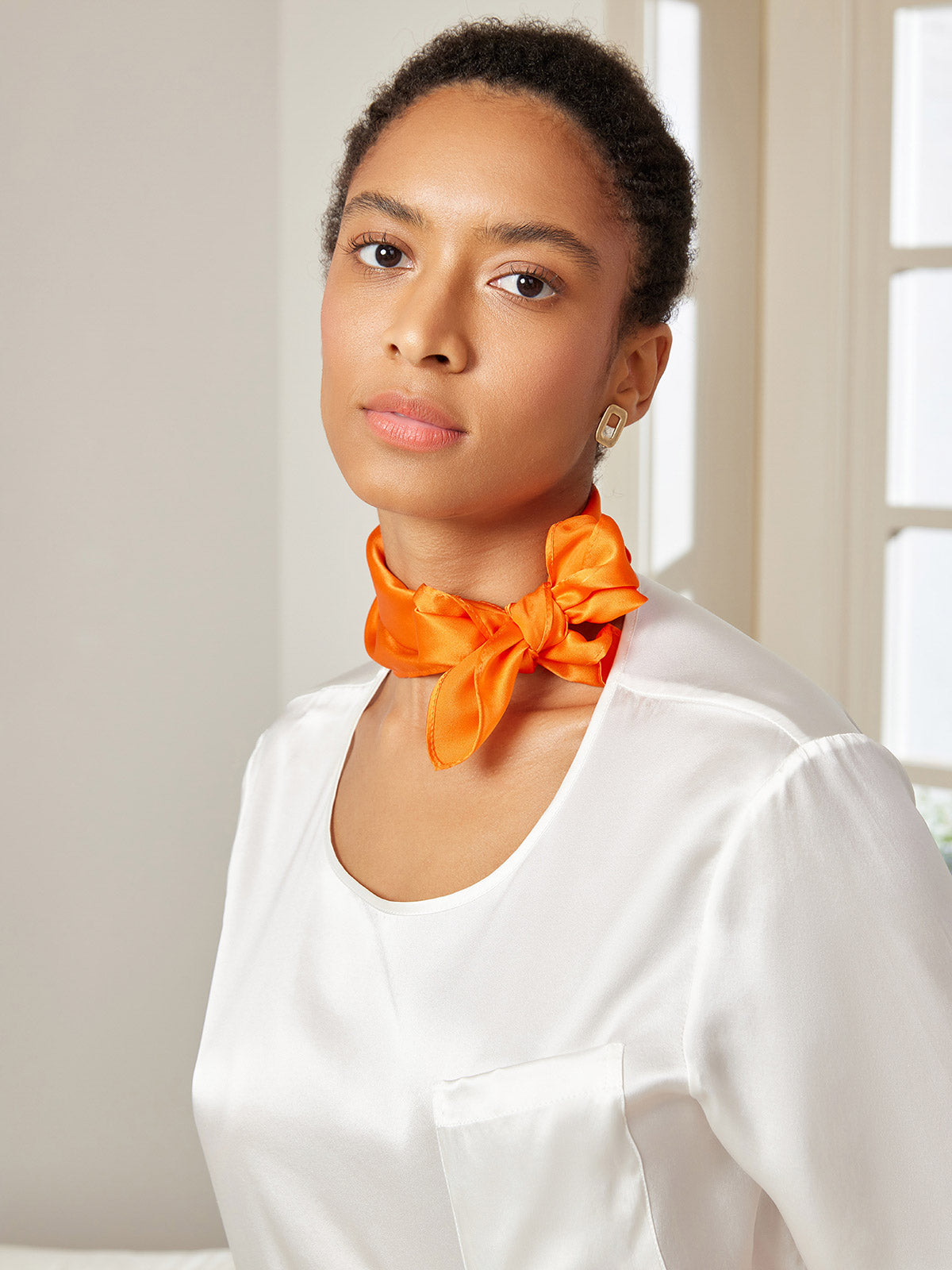 [Orange] SilkSilky-UK Pure Silk Scarf 002