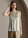 SilkSilky-UK 19Momme Silk Sleeveless Round Neck Camisole LightGreen 001