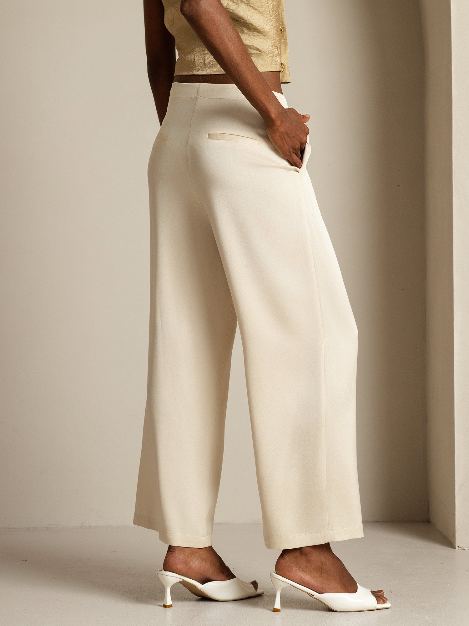 [Beige] SilkSilky-UK 19Momme Silk Womens Pants 006