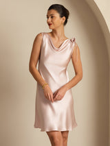 [Pink] SilkSilky-UK Sleeveless Cowl Neck Dress 007
