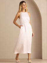 [Light Pink] SilkSilky-UK Sleeveless Crew Neck Dress 003