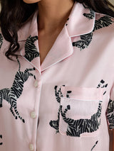 [Pink Zebra] SilkSilky-UK Short Sleeve Lapel Collar Women's Pyjamas 004