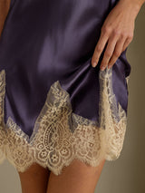 [Purple Gray] SilkSilky-UK Spaghetti Strap V Neck Nightdress 006