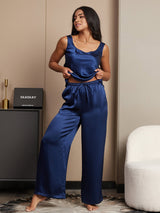 [Dark Blue] SilkSilky-UK Sleeveless Square Neck Camisole Set 003